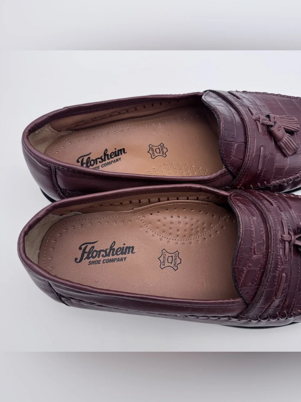 Florsheim Pisa Croc-Print Tassel Loafers – Brown – Mens Size 12 EEE (Extra Wide)